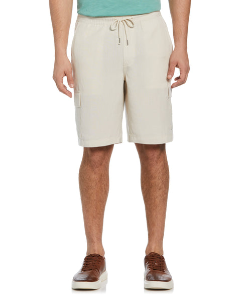Big and Tall Linen Blend Pull-On Cargo Short (Silver Lining) 