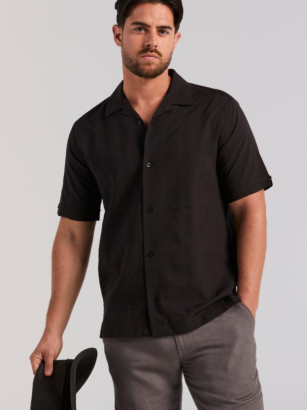 Seersucker Texture Shirt (Jet Black) 