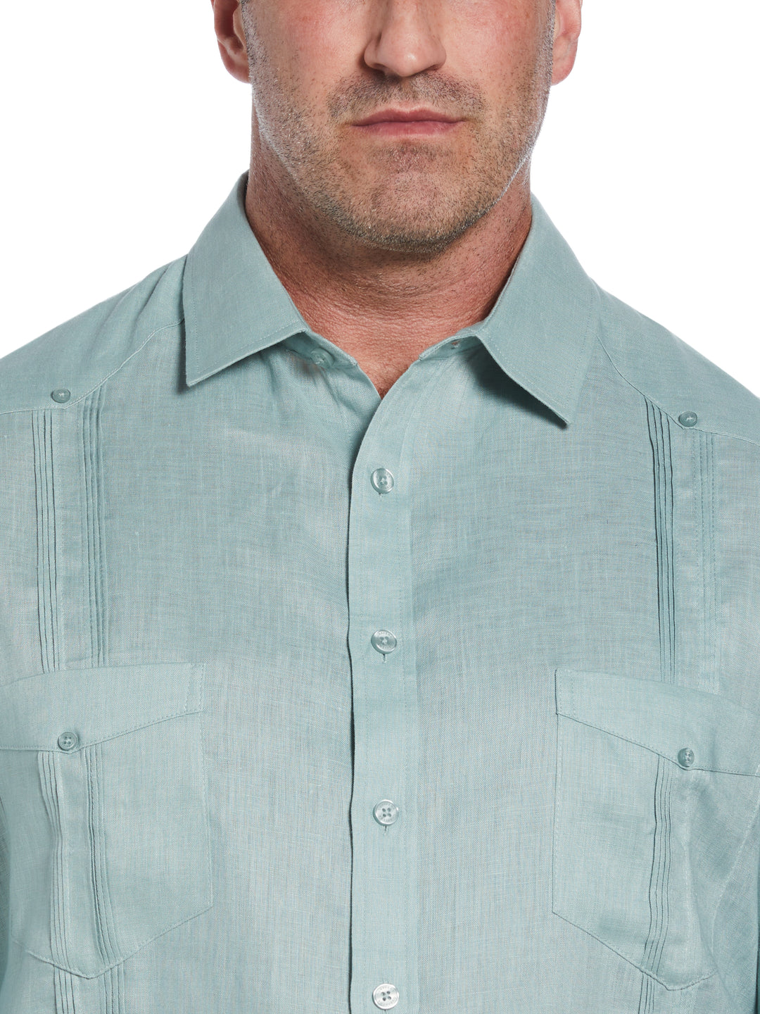Big & Tall Linen Guayabera Shirt (Blue Surf) 
