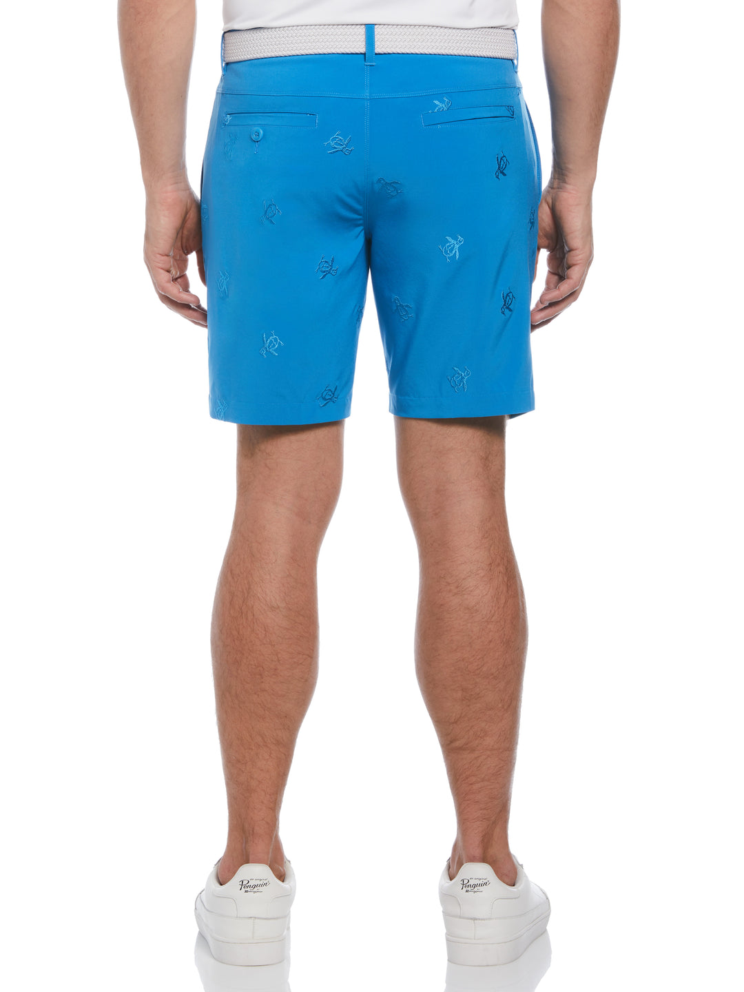 Pete Embroidered Flat Front Golf Shorts (Mediterranian Blue) 