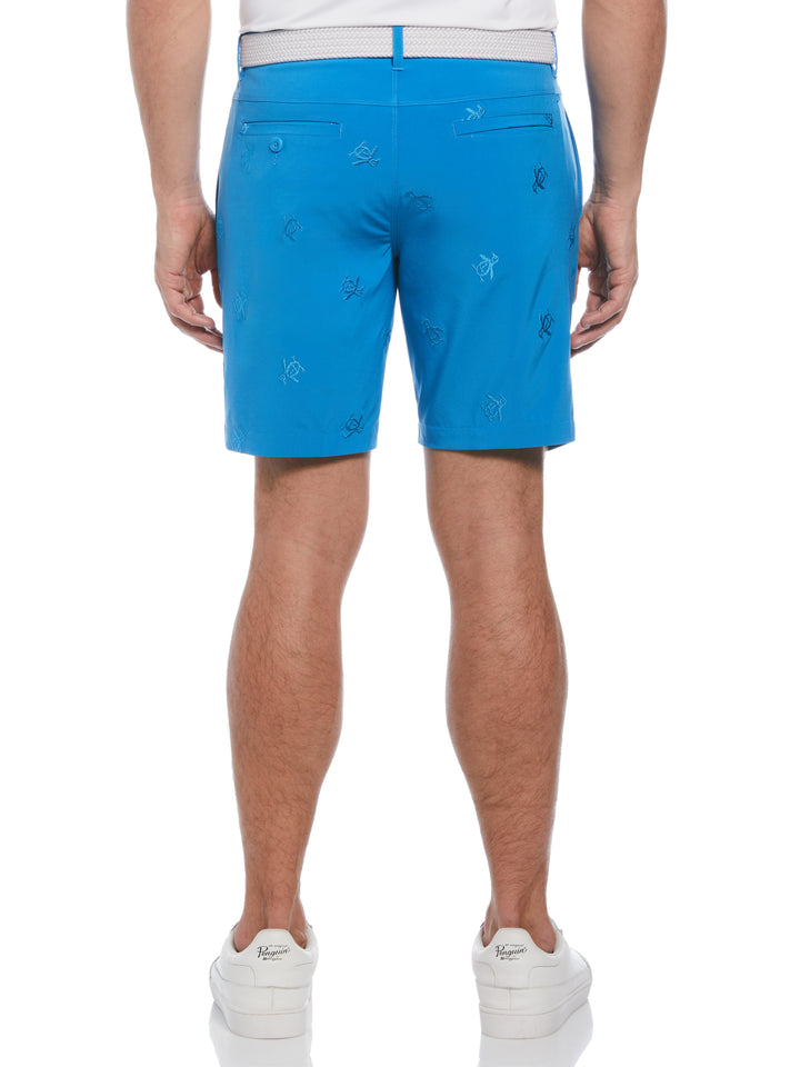 Pete Embroidered Flat Front Golf Shorts (Mediterranian Blue) 
