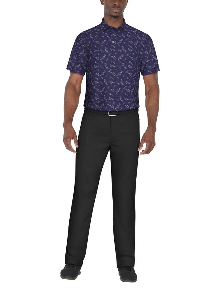Solarized Golf Print Golf Polo (Clematis Blue) 