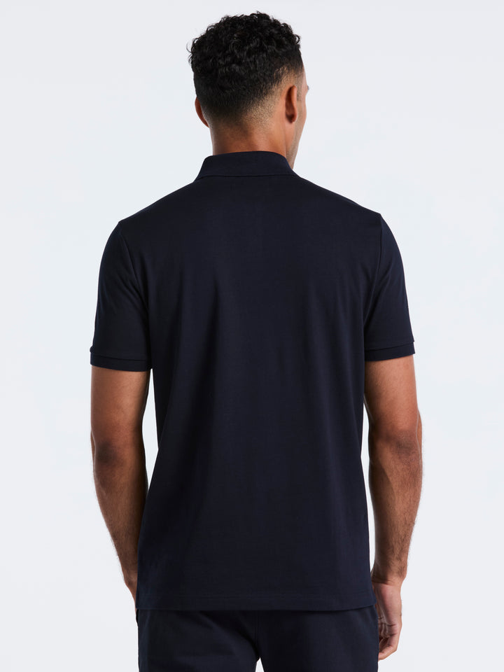 Diamond Jacquard Cotton Polo (Dark Sapphire) 