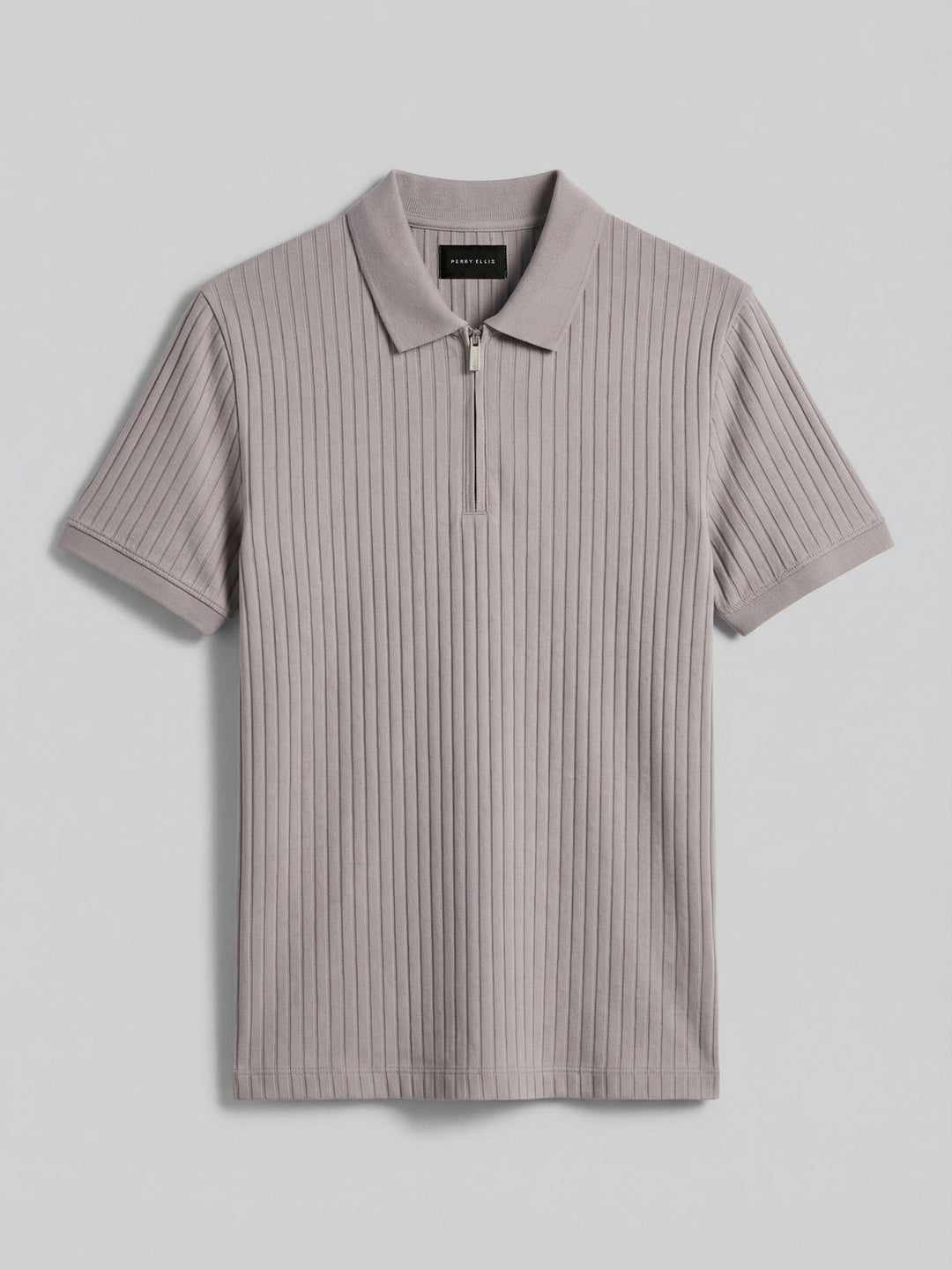 Quarter Zip Ribbed Polo (Drizzle) 