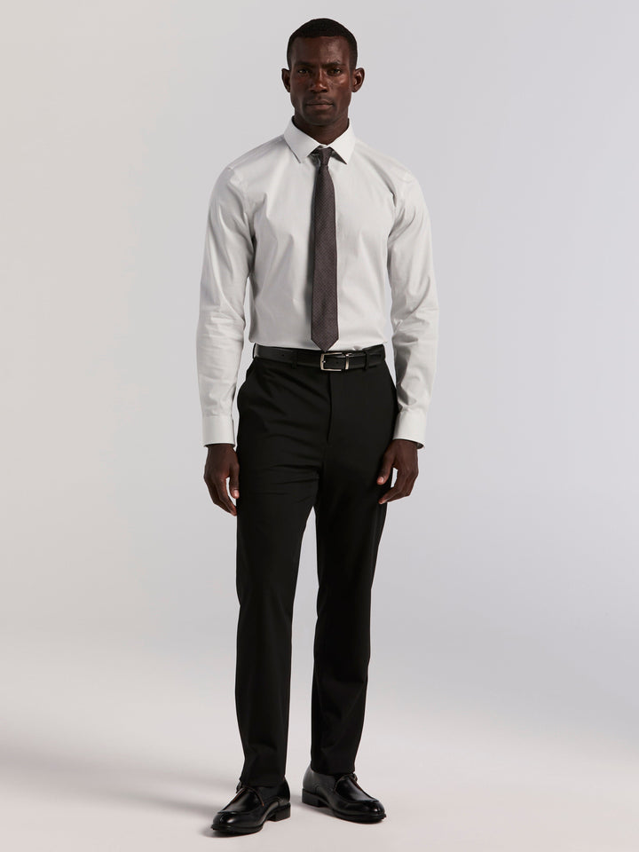 Slim Fit Dot Print Long Sleeve Shirt (Bright White) 