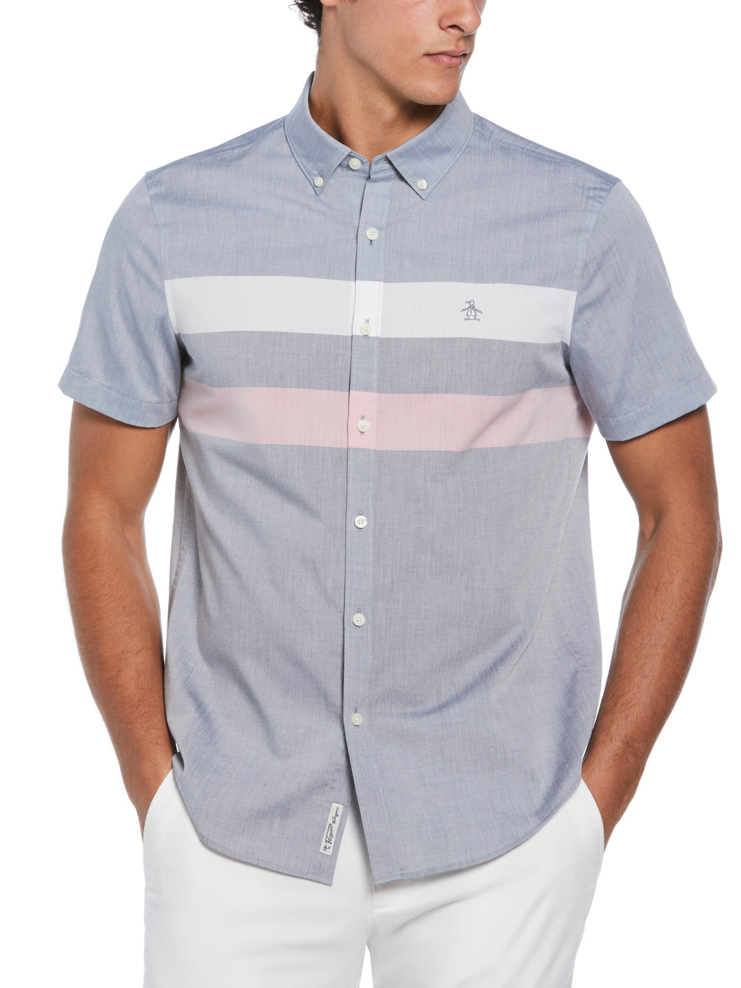 Poplin Chest Stripe Shirt  (Dark Sapphire) 