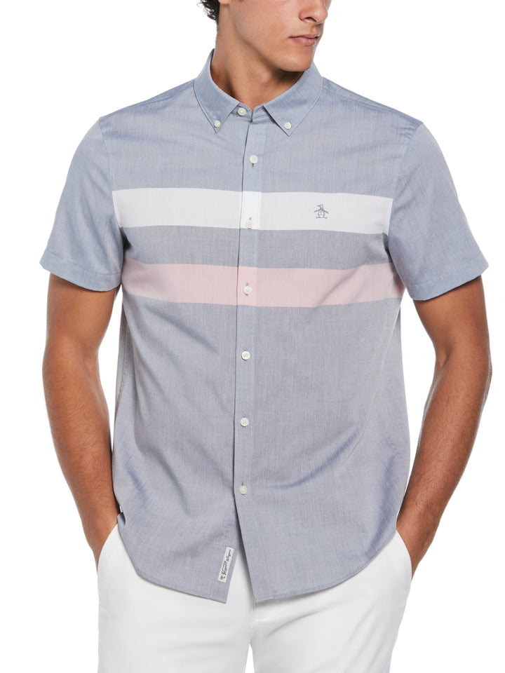 Poplin Chest Stripe Shirt  (Dark Sapphire) 