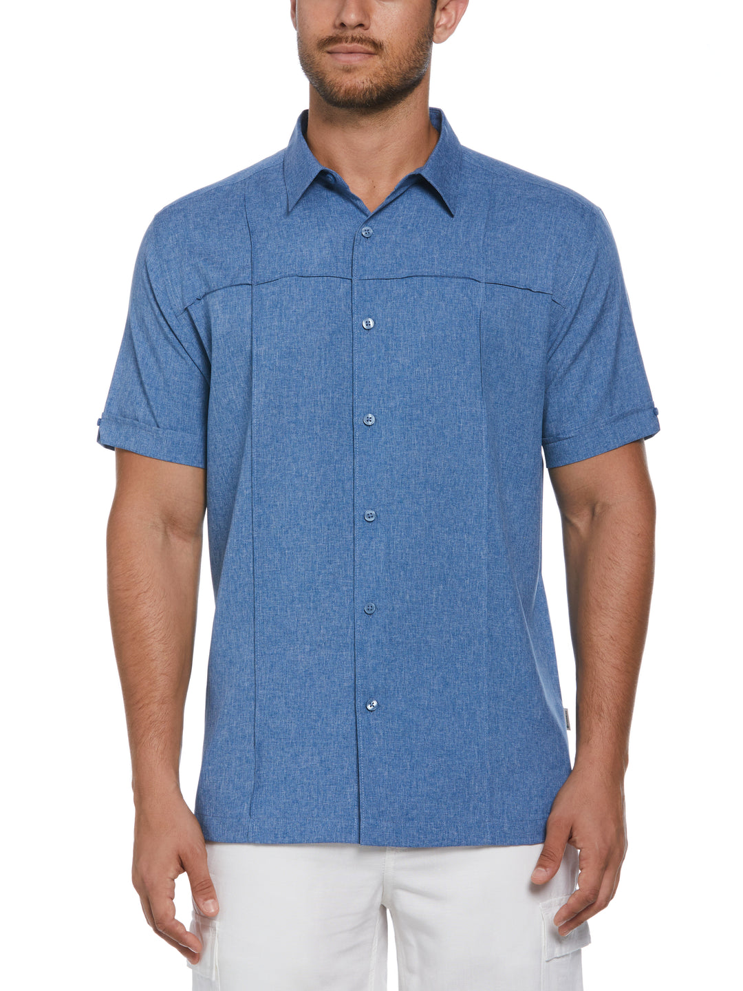Two-Tone Cross Tuck Chambray Shirt (Blueberry Pancake) 