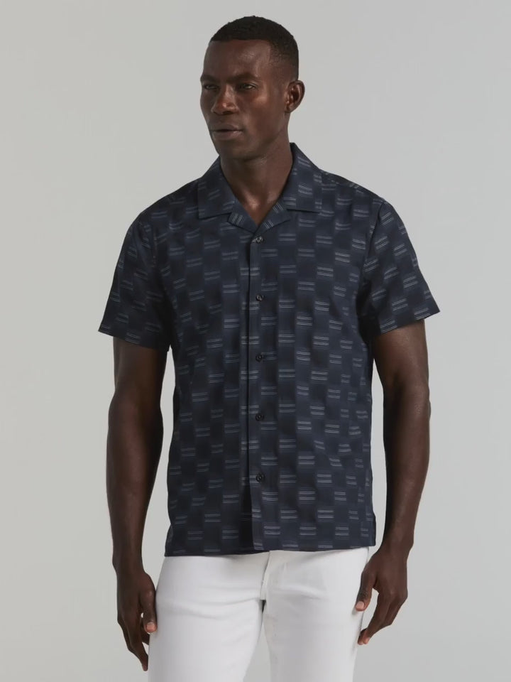 Cotton Clipped Dobby Camp Collar Shirt