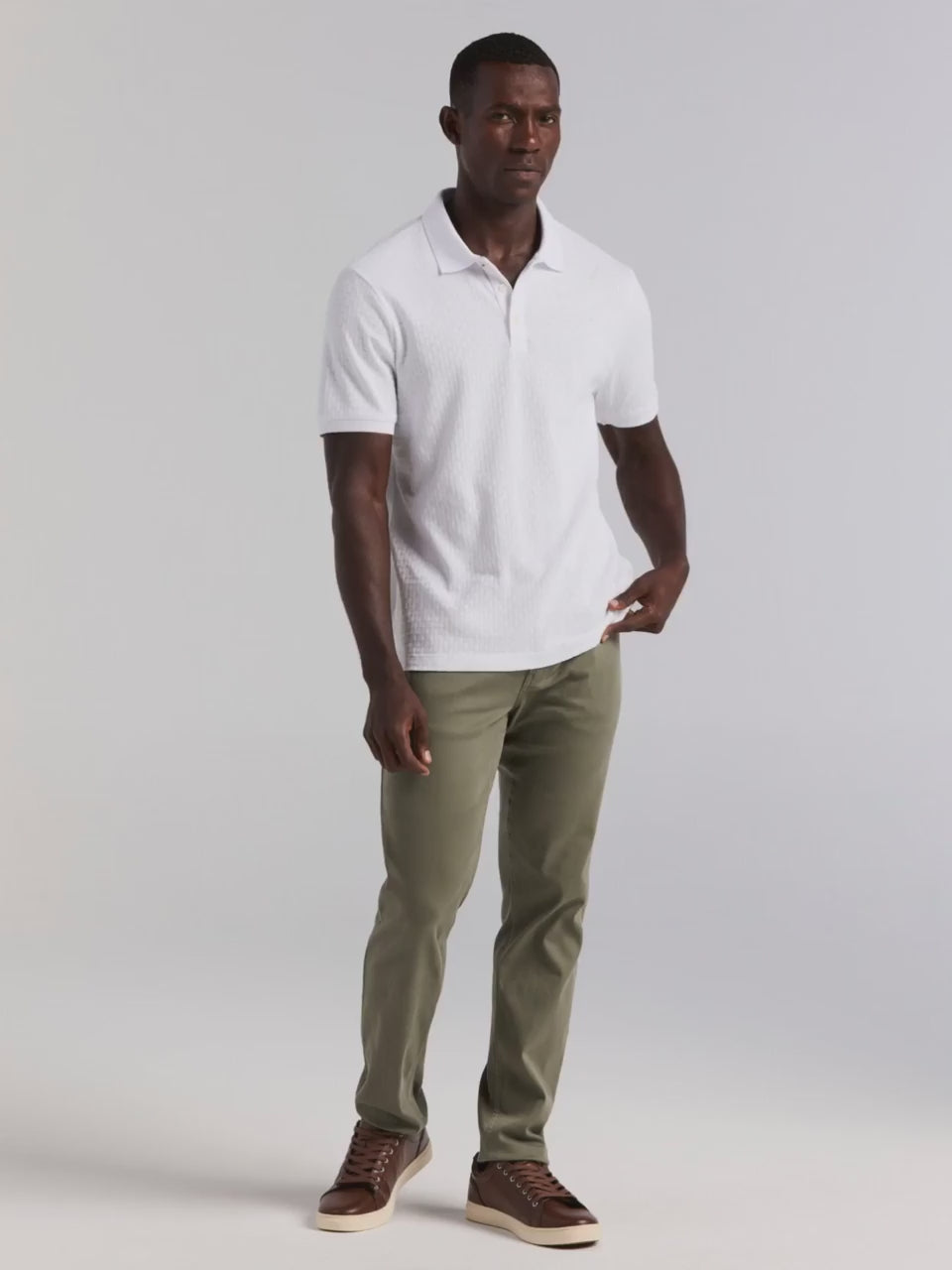 Cotton Jacquard Textured Geometric Polo