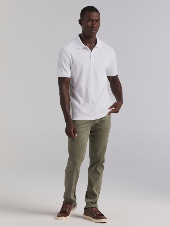 Cotton Jacquard Textured Geometric Polo