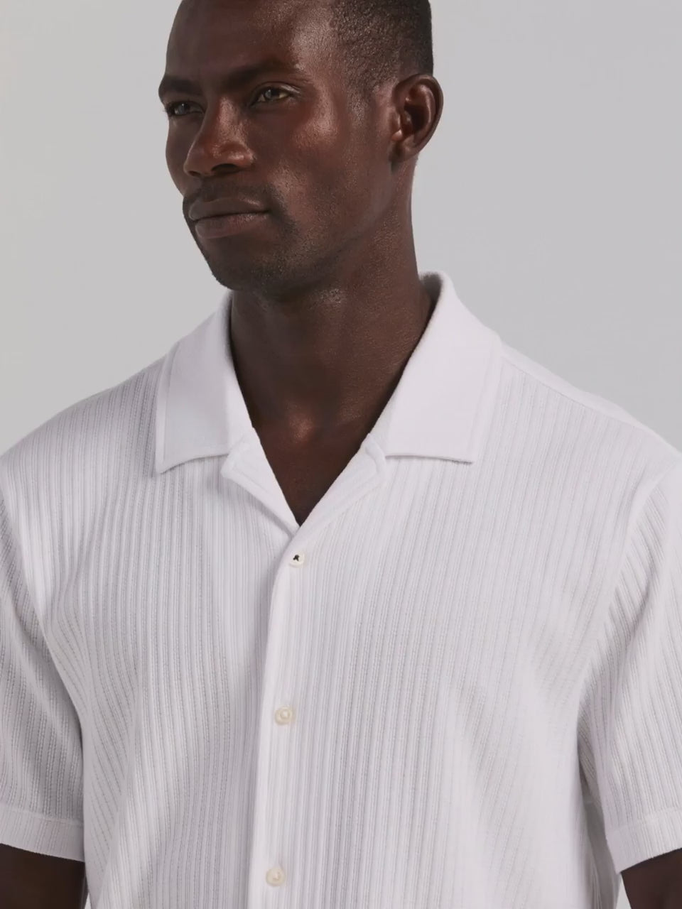 Vertical Stripe Jacquard Button Front Polo