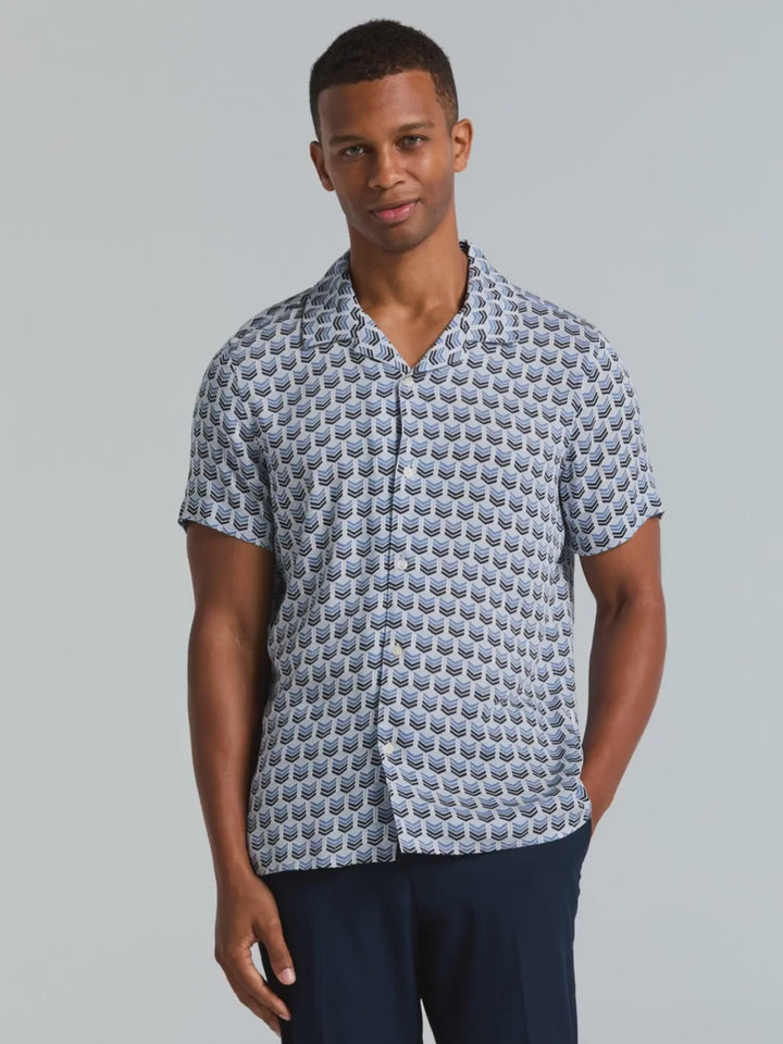 Chevron Print Camp Collar Shirt