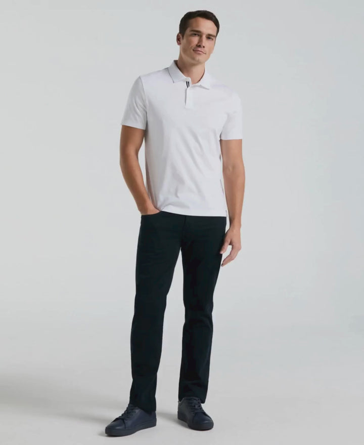 Video of a man wearing the perry Ellis Cool Interlock Polo in Bright White