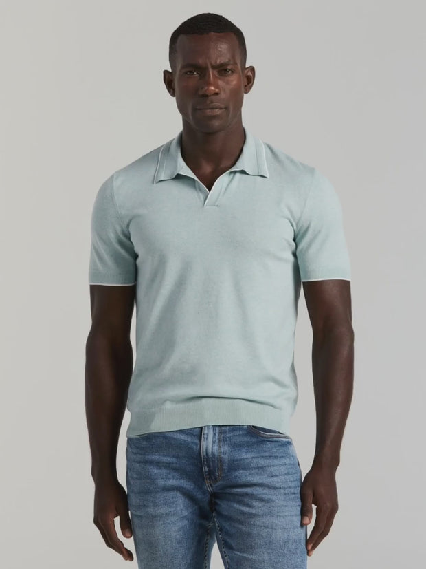 Tech Knit Open Collar Tipped Sweater Polo – Perry Ellis