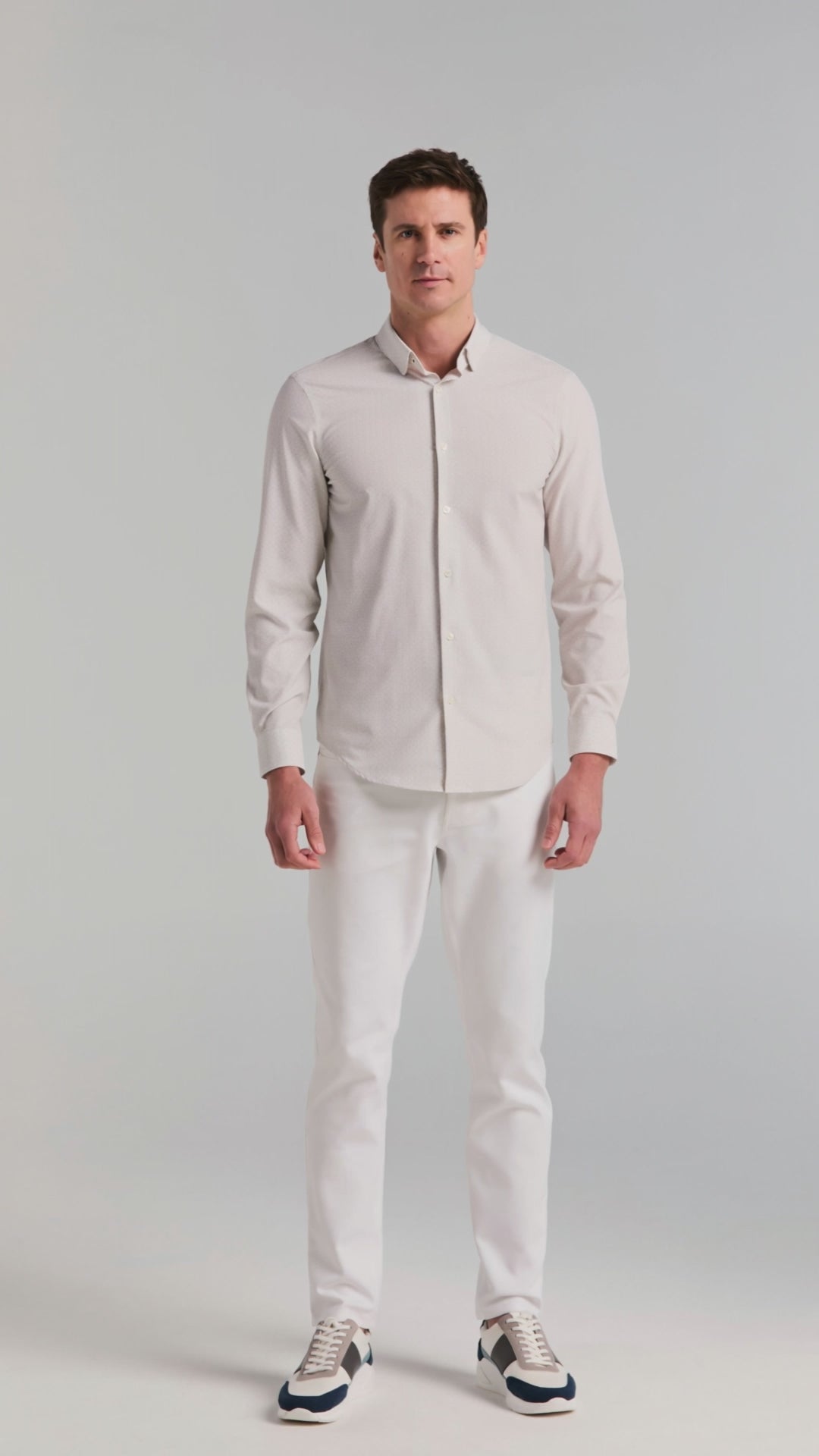 Slim Fit Total Stretch Stripe Dot Shirt