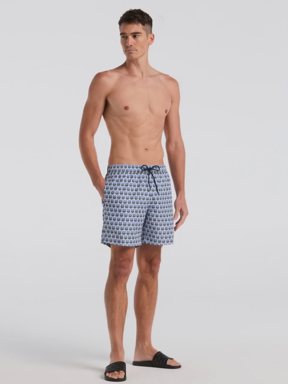 Chevron Print Swim Trunk