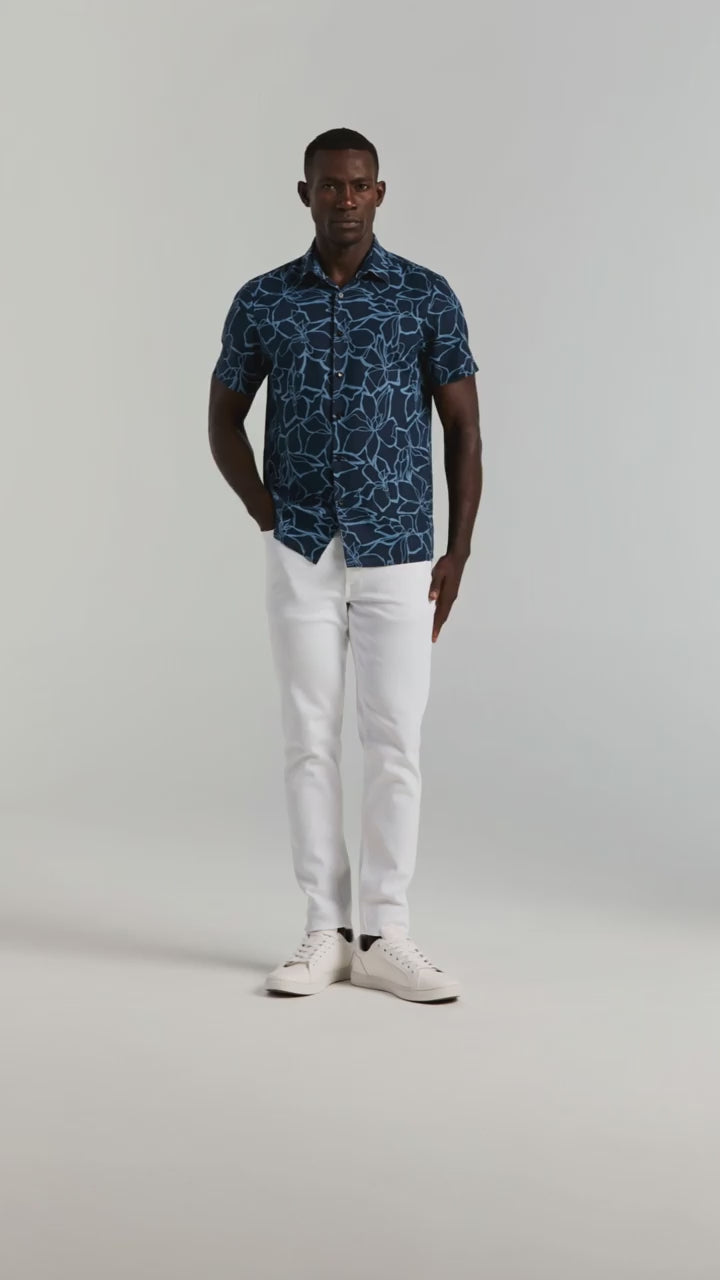 Linen Floral Print Shirt