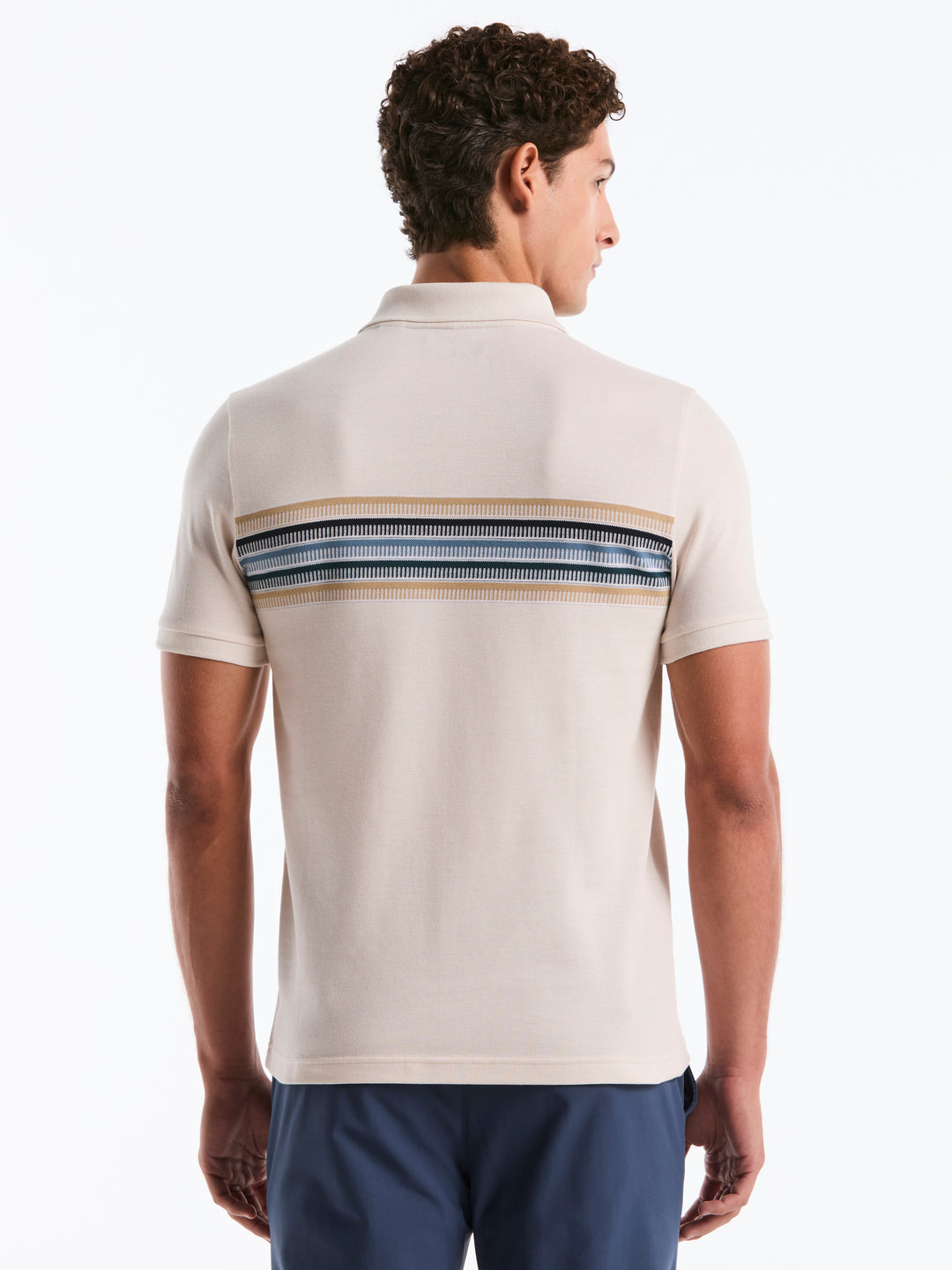 Birdseye Pique Multi Chest Stripe Polo (Birch) 