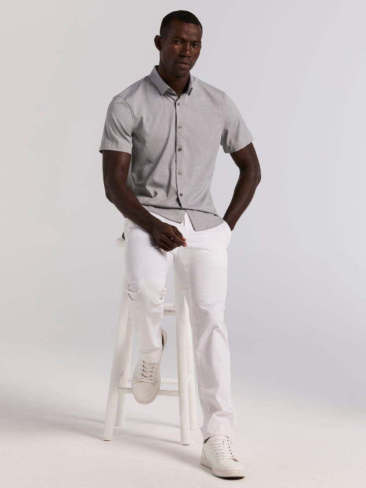 Slim Fit Short Sleeve Spread Collar Shirt (Chiseled Stone) 
