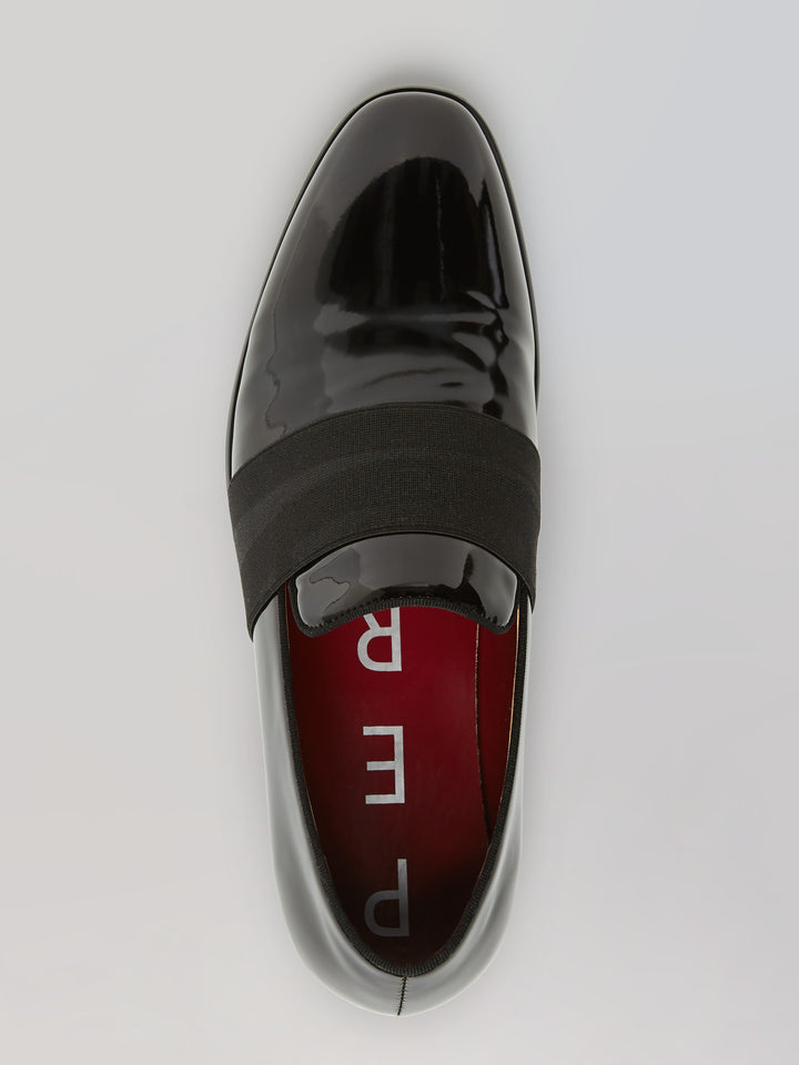 Patent Leather Slip-On Dress Shoe with Band (Black) 