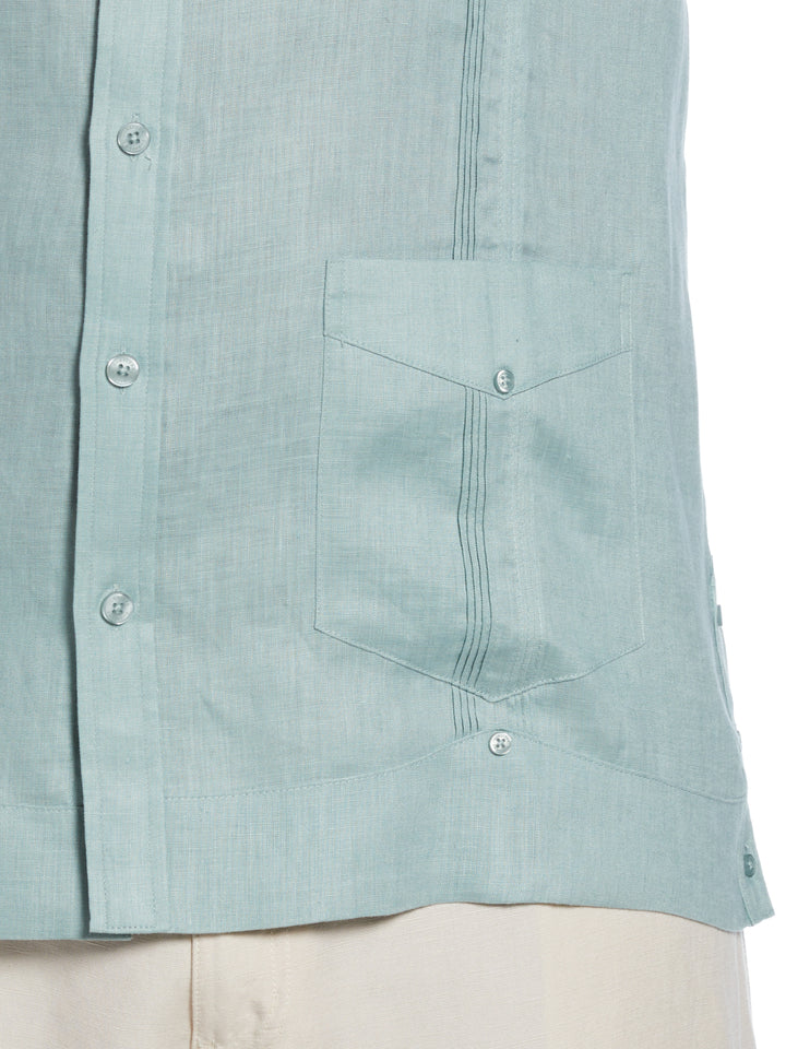 Big & Tall Linen Guayabera Shirt (Blue Surf) 