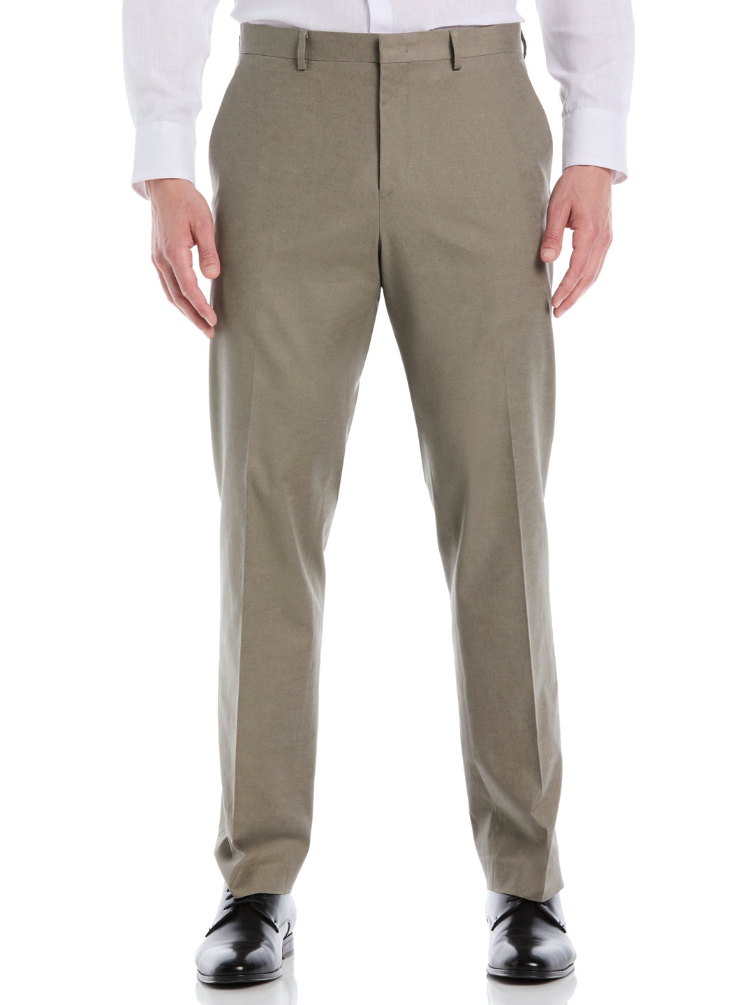 Linen Blend Flat Front Pant (Burnt Olive) 