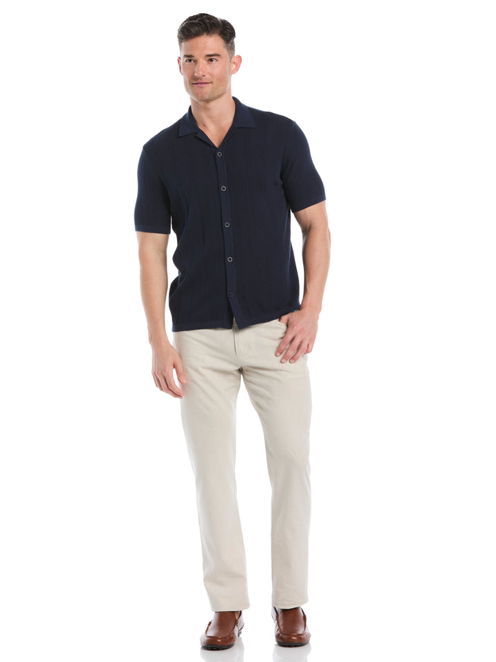 Mesh Stripe Short Sleeve Sweater (Dress Blues) 