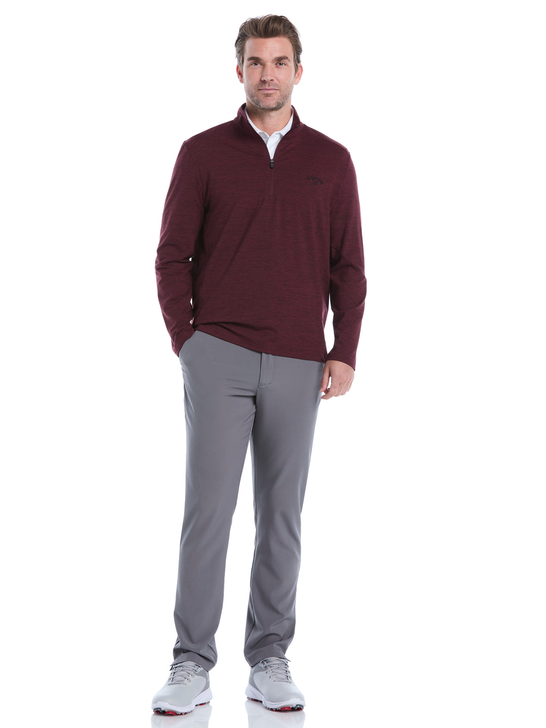 Lightweight 1/4 Zip Golf Pullover (Tawny Port Htr) 