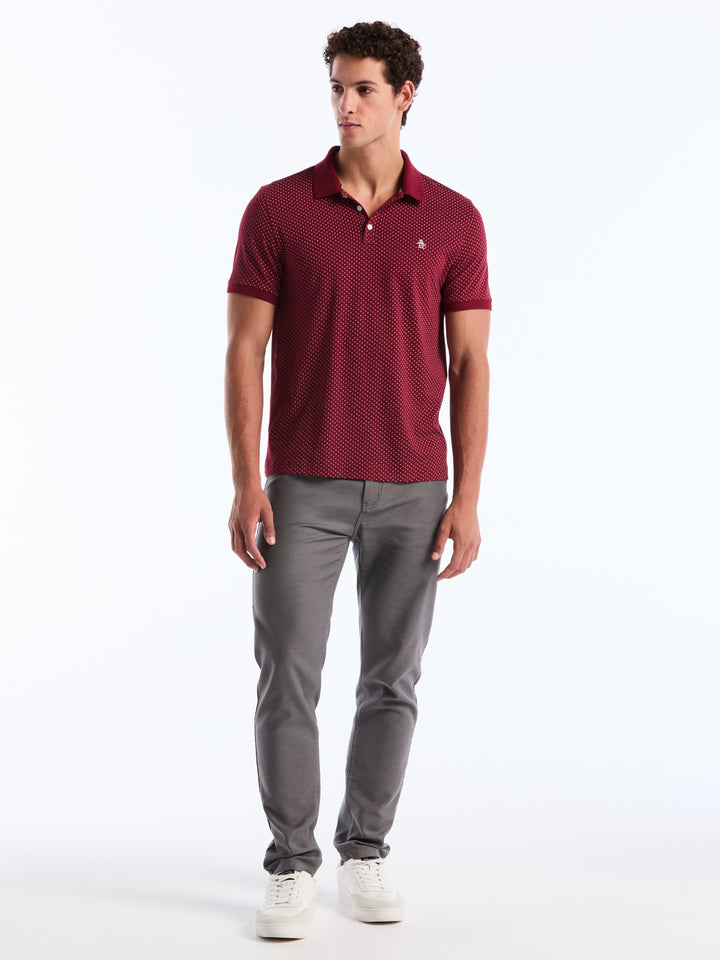 Diamond Ditsy Print Cotton Polo Shirt (Cabernet) 