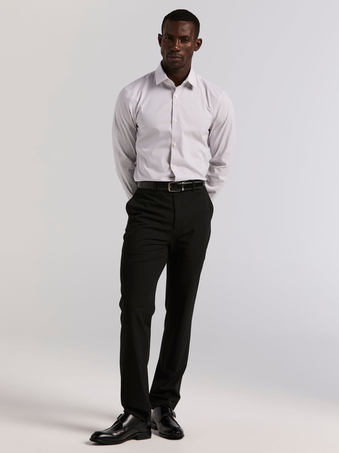 Slim Fit Mini Stripe Dress Shirt (Aluminum) 