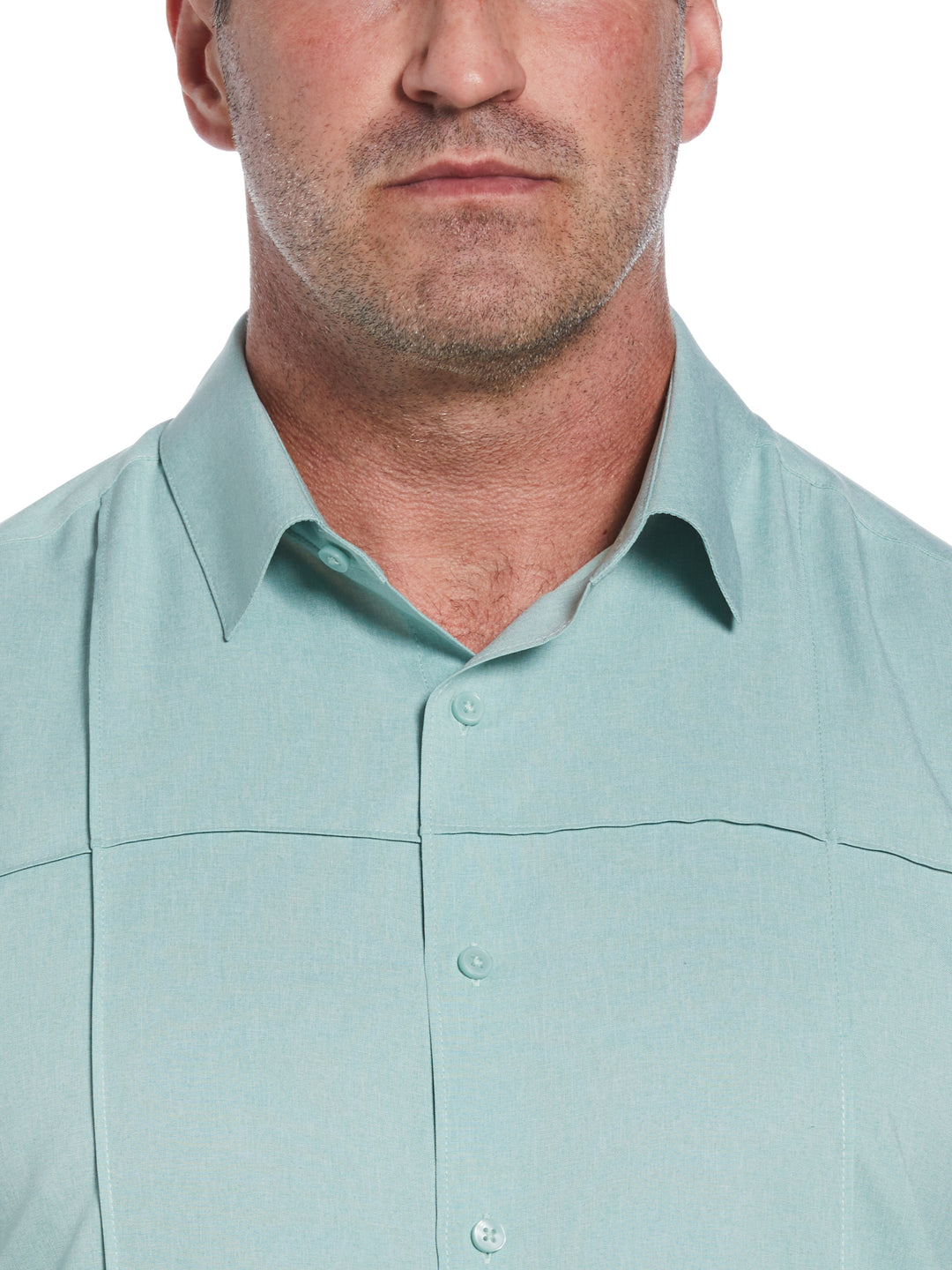 Big & Tall Two-Tone Cross Tuck Chambray Shirt (Blue Surf) 