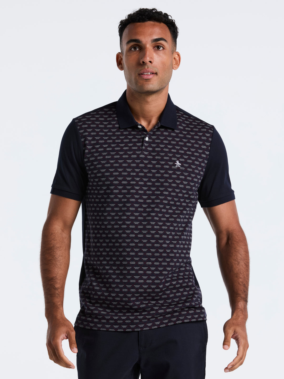 Diamond Jacquard Cotton Polo (Dark Sapphire) 