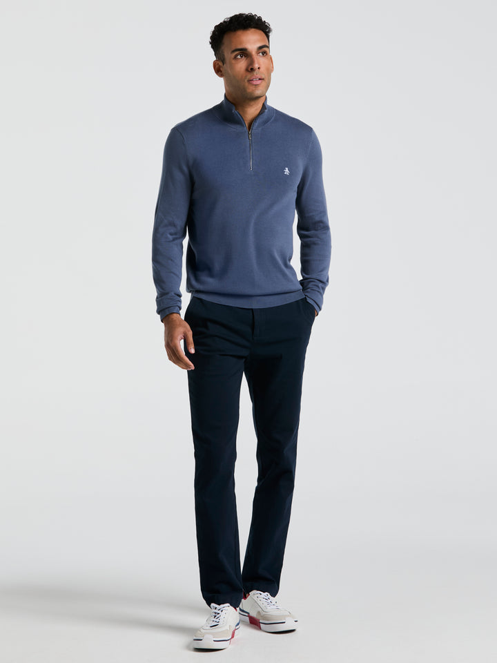 1/4 Zip Cotton Jersey Sweater (Vintage Indigo) 