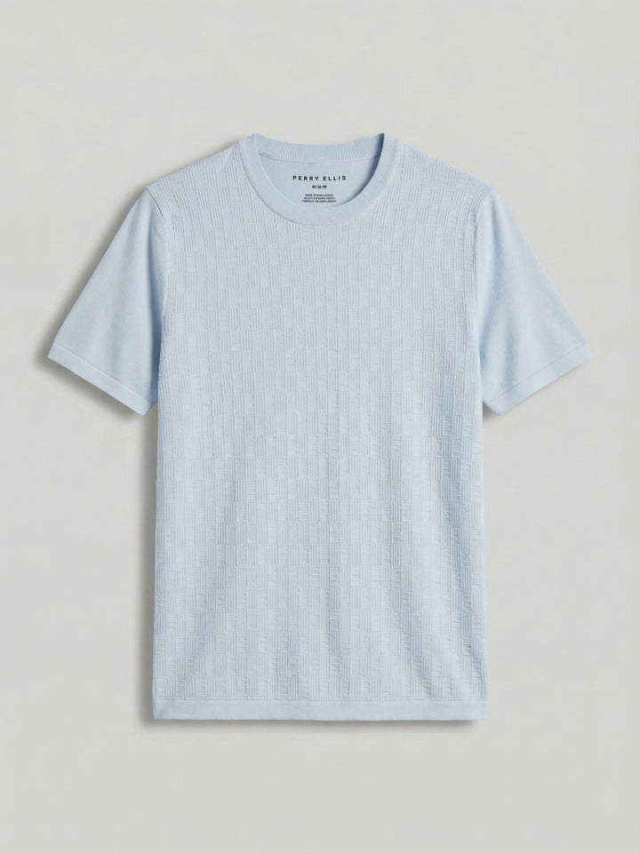 Short Sleeve Geo Texture Crew Sweater (Kentucky Blue) 
