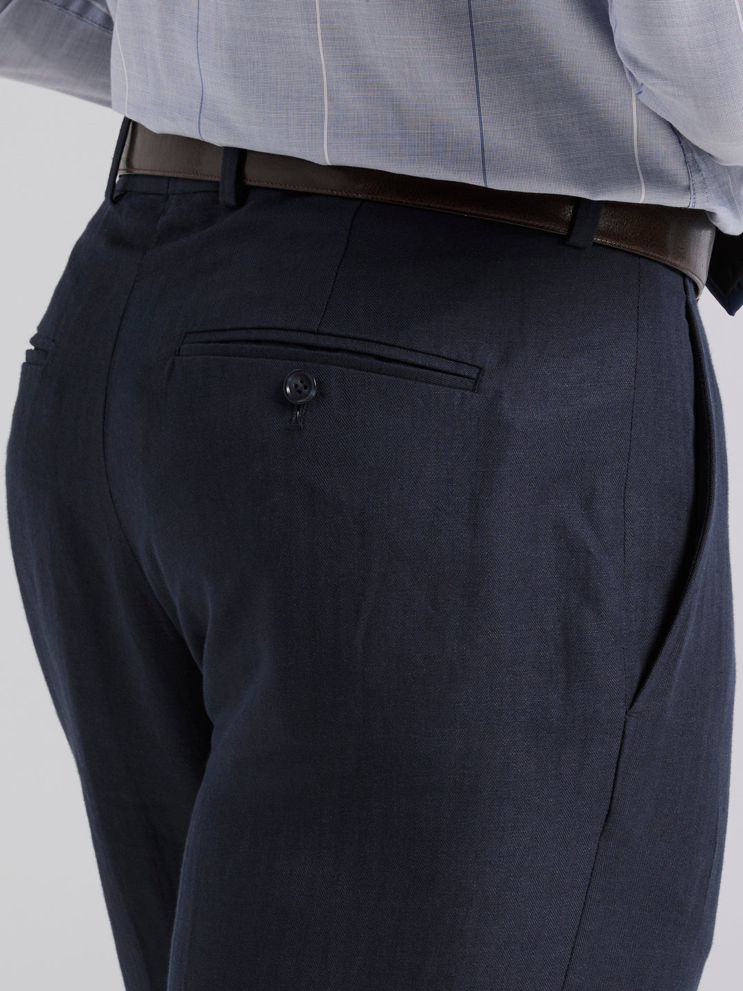 Linen Blend Herringbone Pant (Dark Sapphire) 