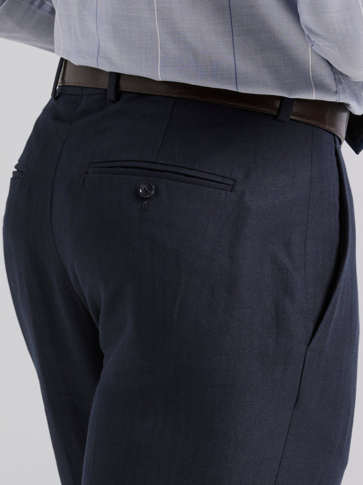 Linen Blend Herringbone Pant (Dark Sapphire) 