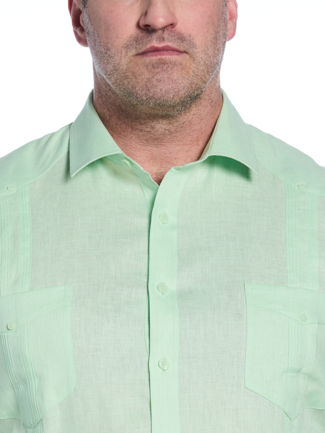 Big & Tall Linen Guayabera Shirt (Pastel Green) 