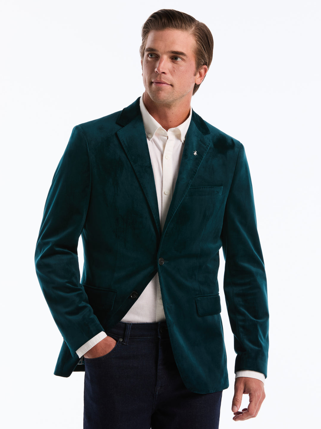Slim Velvet Dinner Suit Jacket (Reflecting Pond) 