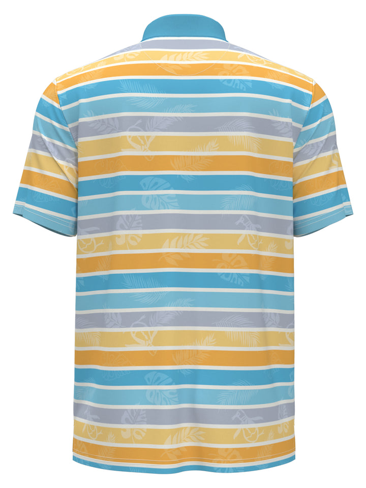 Original Resort Stripe Print Golf Polo (Aquarius) 