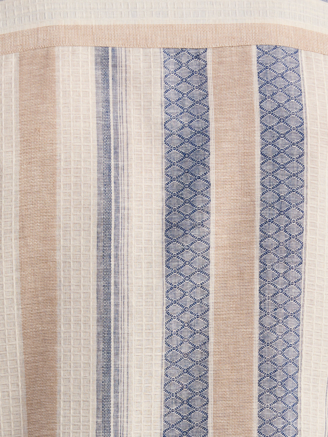 Linen Blend Striped Dobby Shirt (Egret) 