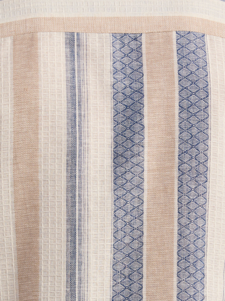Linen Blend Striped Dobby Shirt (Egret) 