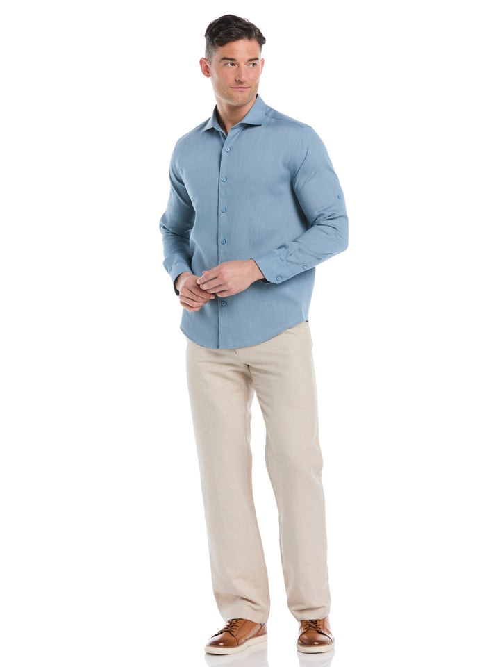 Linen Blend Wrinkle-Resistant Shirt (Windward Blue) 