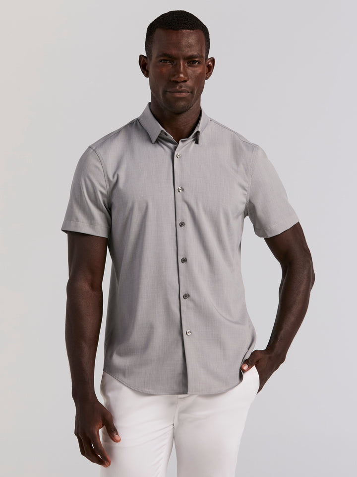 Slim Fit Short Sleeve Spread Collar Shirt (Chiseled Stone) 