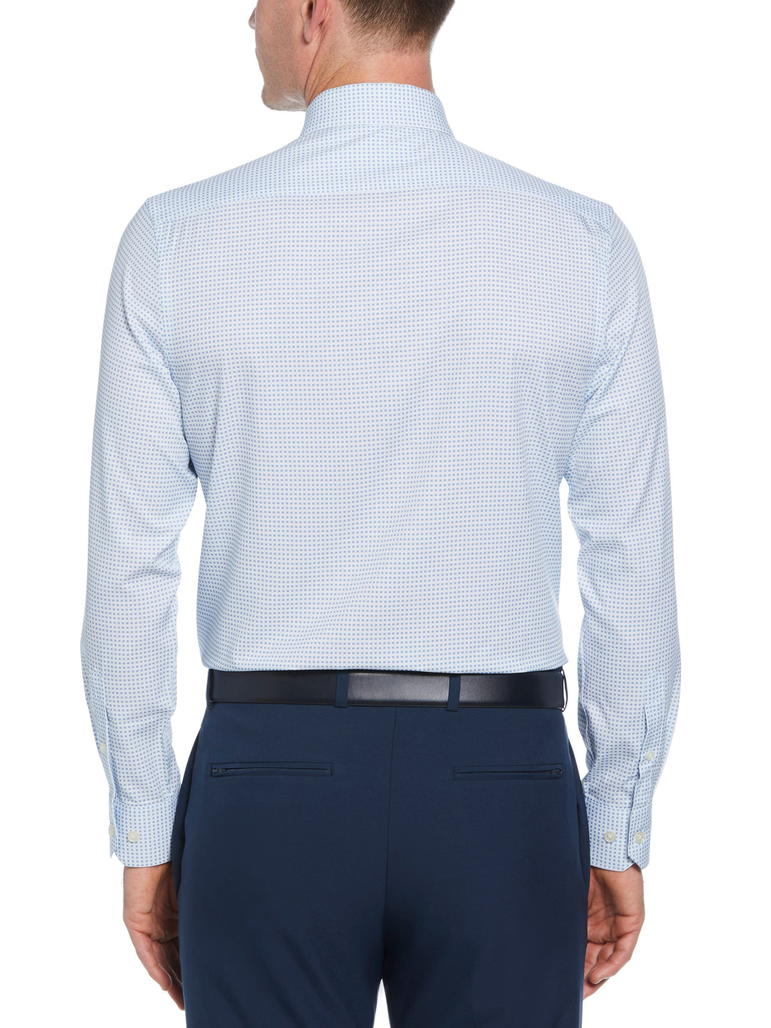 4-Way Stretch Big Check Print Shirt (Navy) 