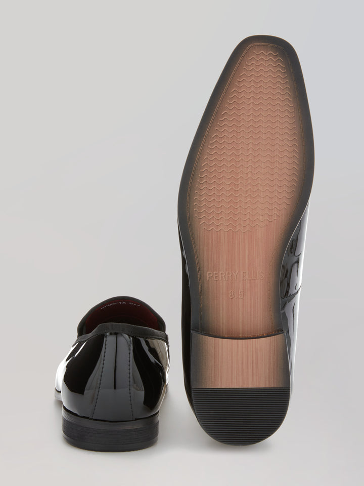 Patent Leather Slip-On Shoes (Black) 