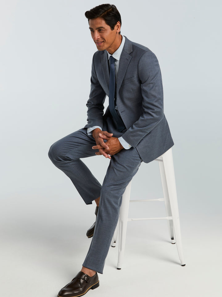 Skinny-Fit Textured Suit Pant (Blue) 