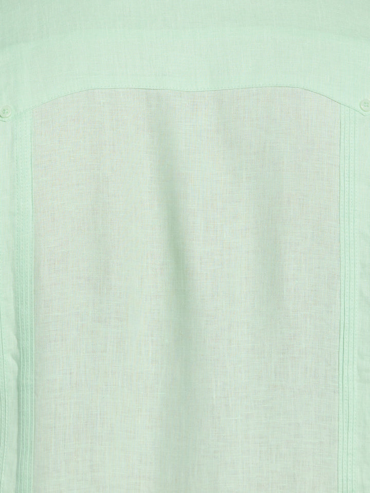 Big & Tall Linen Guayabera Shirt (Pastel Green) 