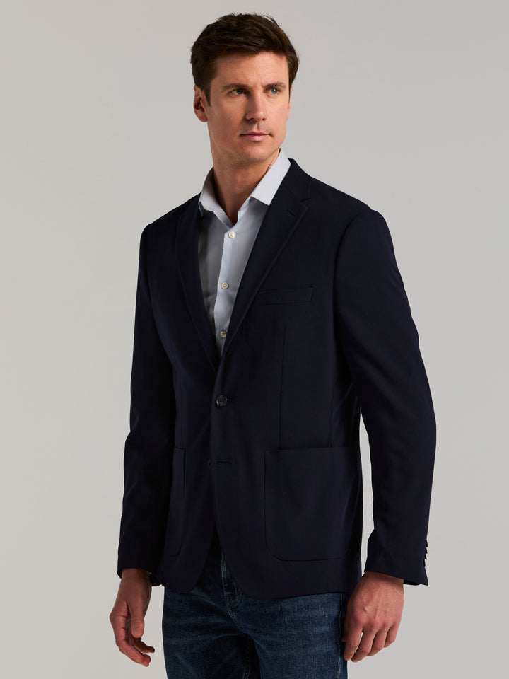 Slim Fit Seersucker Suit Jacket (Navy) 