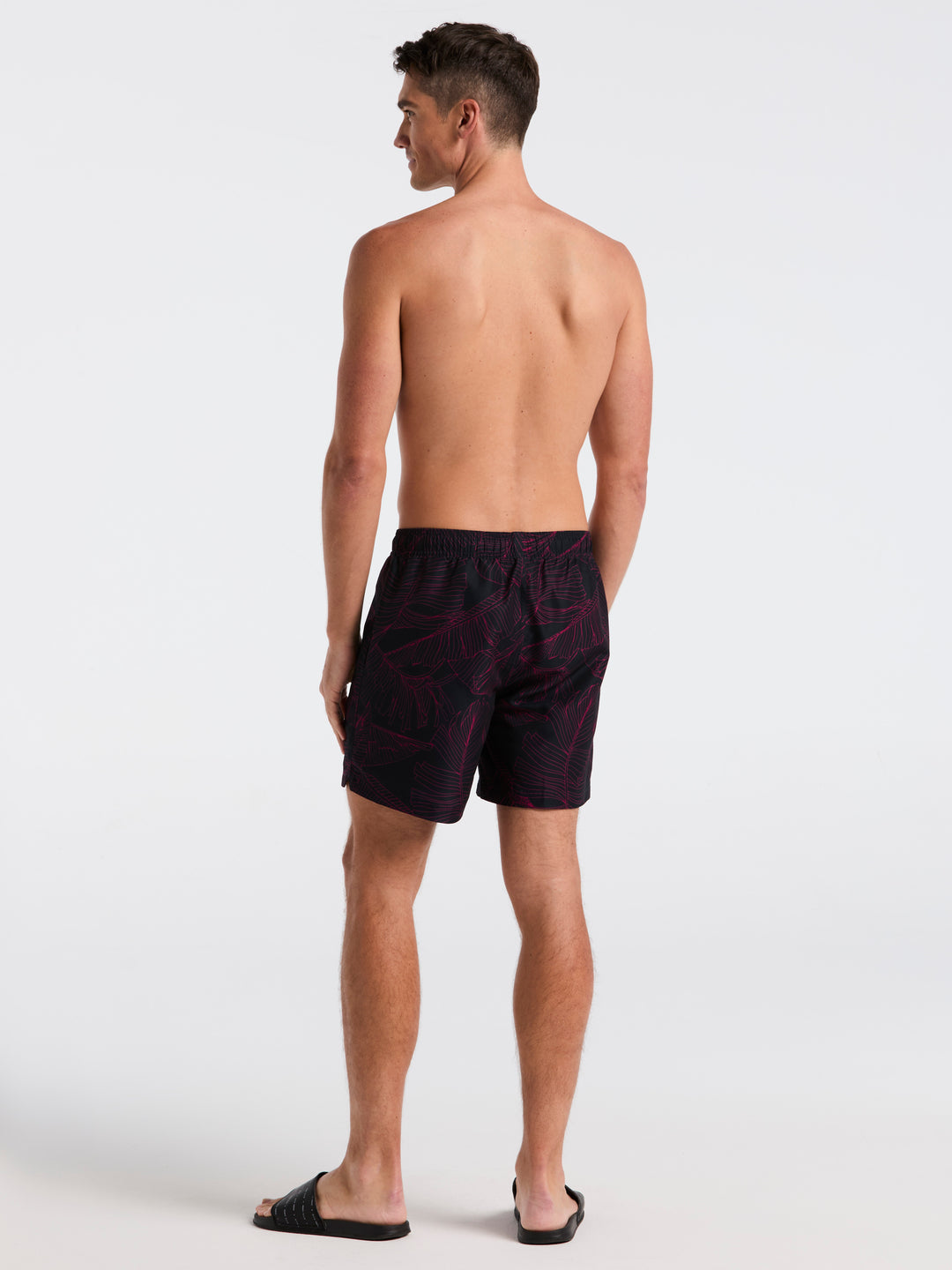 Line Botanical Print Swim Trunk (Beaujolais) 
